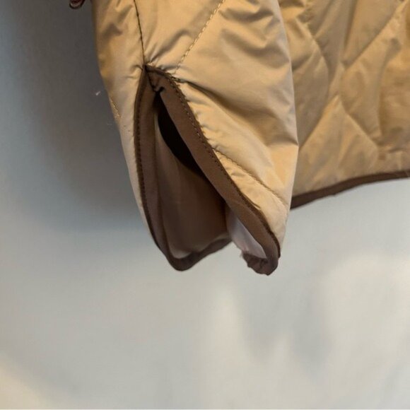 The Brass Monkey Tan Oversize Quilted Jacket Coat Size Medium Boho Military - Picture 6 of 12
